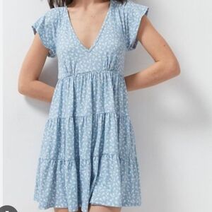 uo river smocked long sleeve mini dress Urban Outfitter River Smocked Long Sleeve Mini Dress Size Small EUC